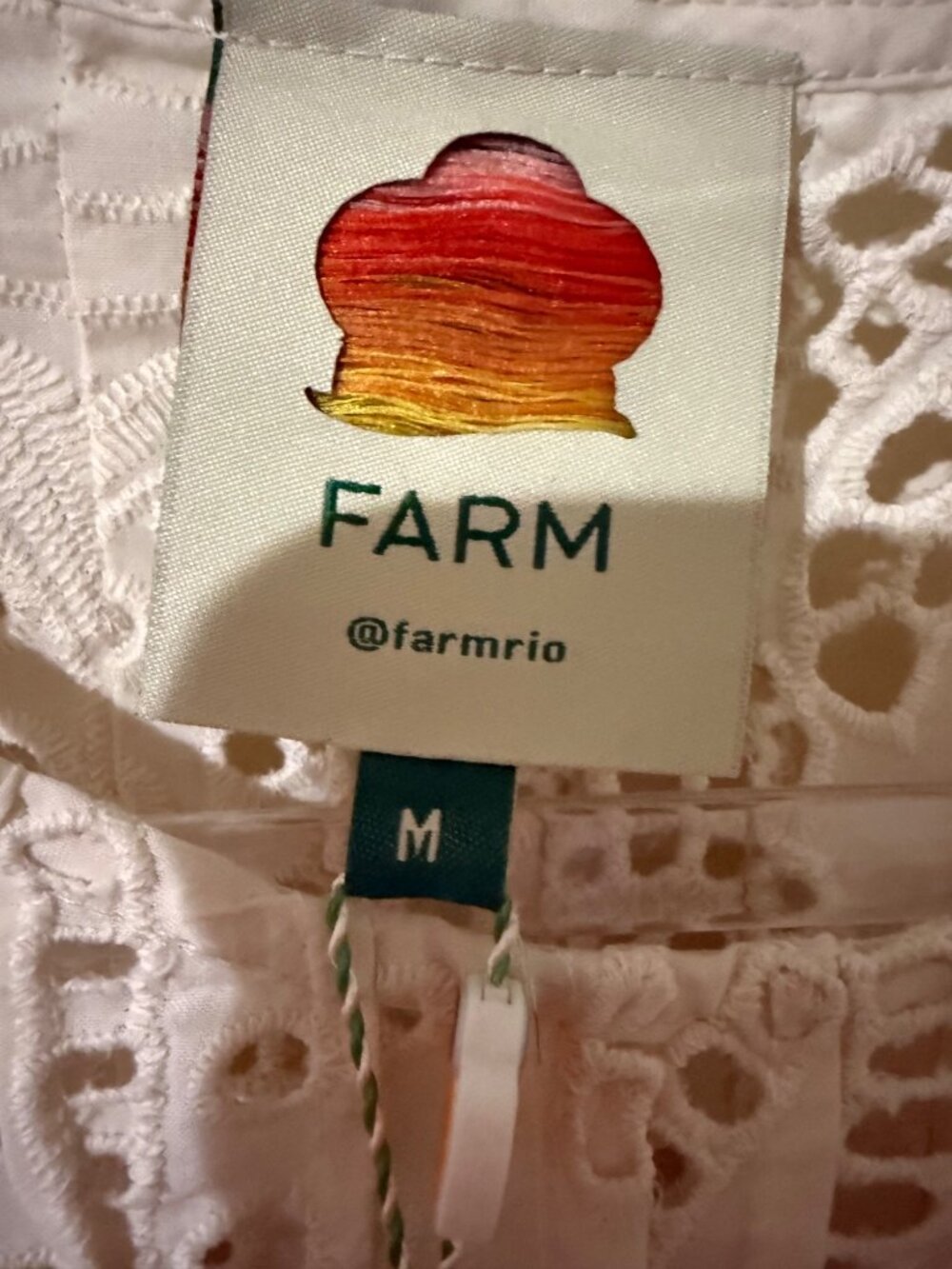 Farm Rio NEW $185 Palm Tree Richelieu Lace Blouse Medium - Picture 6 of 10